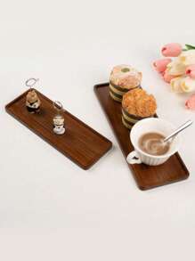 1 件装竹制托盘，木制托盘，奥斯曼咖啡桌托盘，梳妆台托盘，食物咖啡茶点（棕色） - 鏽棕色 - 查看 4