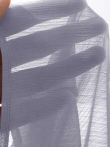 DAZY 西式雪纺镂空荷叶边开衫，轻盈版型，适合夏季海滩度假，秋季女装长袖上衣 - 藍色 - 查看 4