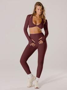 Aralina Leisurewear Crop Active Shrug With Thumb Detail And Bag