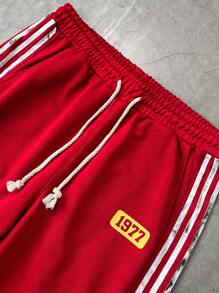 Manfinity Hypemode 男式条纹字母印花抽绳腰部宽松运动裤