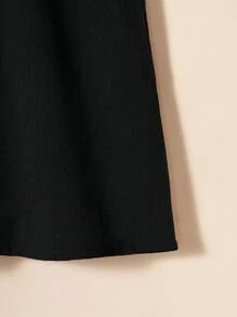 Rochie gri, drăguță, minimalistă, elegantă, cu broderie, fără mâneci, cu guler cu volane, potrivită pentru ținute casual zilnice, întâlniri, ieșiri și vacanțe de vară - Negru - Vizualizare 4