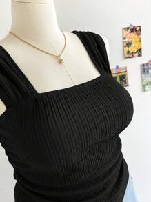 SHEIN Privé Débardeur simple et polyvalent en couleur unie pour femmes grandes tailles, élégant pour l'extérieur, les sorties, les vêtements printemps/été