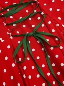 Flirla Cute Quirky & Sweet Strawberry Color Short Sleeve Maxi Dress - Red - View 4