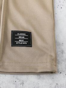 SHEIN Mirajuku Tween Boy Letter Patched Detail Tee & Shorts Matching Set - Khaki - View 8