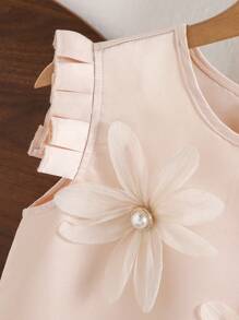 Tween Girl' Elegant 3D Blomsterdekorerad klänning - Aprikos - Visa 6