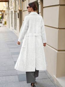 EURMUSE Maxi Cardigan With Belt Outwear Jacket Fall Winter - Apricot - View 5