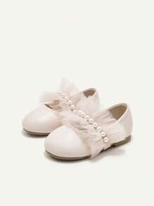 Cozy Pixies Spring/Summer Fashion Versatile Wedding Season Princess Style Lace Pearl Pink Soft Bottom Baby Flats