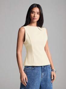 LYSMO 女式夏季时尚设计师杏色上衣 - 杏色 - 查看 5