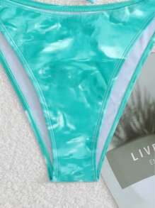 SHEIN Swim Conjunto de bikini con estampado de diseño aleatorio en las tiras - Multicolor - Ver 4