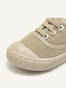 Cozy Pixies 1 双男童卡其色网眼平底休闲舒适透气运动鞋，适合日常锻炼，四季皆宜