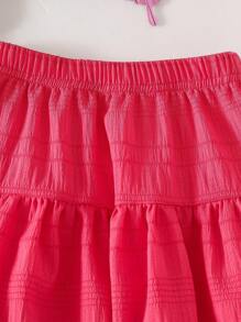 Elladie kids 2 件套女孩可爱花卉图案圆领短袖 T 恤和裙子 - 粉色 - 查看 8