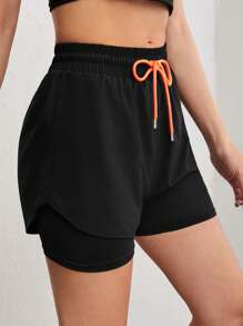 POWERISTA Powerista Breathable Letter Graphic 2 In 1 Sports Shorts Flowy Shorts Drawstring ShortsWomen Sweat Short, Gym Short, Biker Short