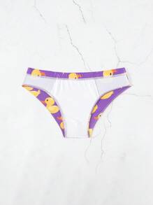 Manfinity Swimmode Men's Fashionable Cartoon Duck Print Swim Briefs - Purple - View 6