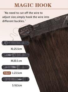 Extensiones de cabello con hilo transparente de color marrón oscuro #2, con 4 clips seguros de tamaño ajustable, extensión de cabello larga y recta de 12 a 22 pulgadas, extensiones tipo halo con clips invisibles - S2 - Ver 5