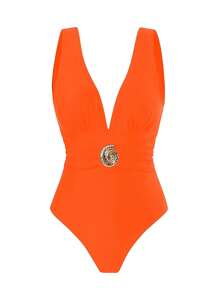 Swim Oasis 2 件套女士纯色泳衣，带网眼印花长裙，休闲海滩度假泳装套装 - 彩色 - 查看 3