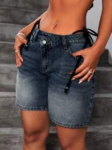 SHEIN ICON Women's Denim Shorts, Fashionable For Summer