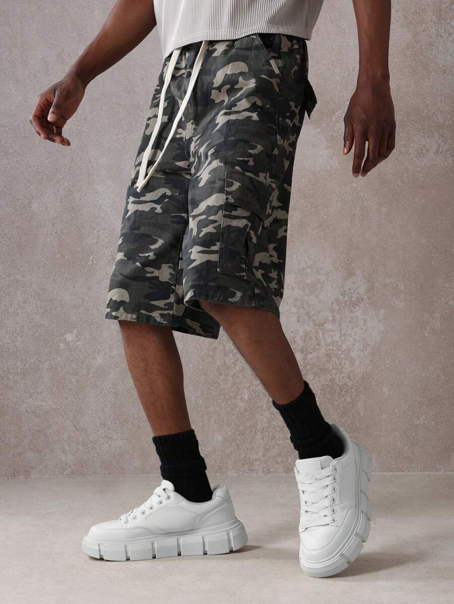 SUMWON Military-Style Cargo Shorts Drawstring Waistband Multi-Pocket Design Summer Casual Combat Tactical Bermuda Shorts Outdoor Adventure Wear - Army Green - View 1