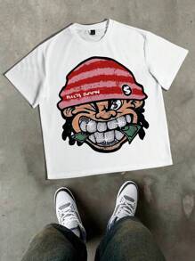 PAVTROS Maglietta da uomo a maniche corte con collo tondo, semplice e alla moda, adatta per l'estate - Bianco - Visualizzare 3