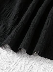 SHEIN Set da 2 pezzi per festival per giovani ragazze: giacca in stile vestito con testurizzazione rossa e vestito nero senza maniche con balze e cintura in vita rossa, moda elegante adatta per uso quotidiano, San Valentino