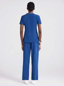 TaskEZ Scrub Uniform Set: Blouse And Trousers,Sets For Women Casual Scrub Sets Scrub Sets For Women Women Scrub Sets Work Clothes Women - Blue - View 3