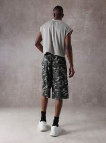 SUMWON Military-Style Cargo Shorts Drawstring Waistband Multi-Pocket Design Summer Casual Combat Tactical Bermuda Shorts Outdoor Adventure Wear - Army Green - View 4