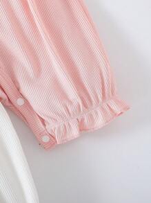 SHEIN 3pcs Baby Girls Casual Cute Butterfly Print Cap Sleeve Romper Set + Headband - Multicolor - View 5