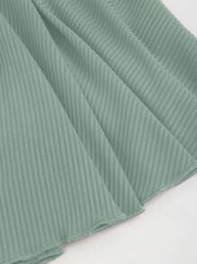 Sweetra Women's Autumn Vintage Drawstring Long Sleeve T-Shirt In Sweet Scarlet - Mint Green - View 4