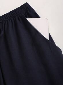 Sweetra 女式弹性腰部阔腿宽松休闲亚麻长裤，春夏