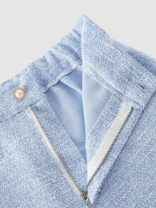 SHEIN MOD Conjunto de traje elegante para mujer que incluye: chaleco blazer azul, pantalón de pierna recta