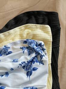 Soleia 女士度假蓝色碎花、浅黄色纹理、白色抹胸多件装、Rave 上衣、抹胸 - 彩色 - 查看 5