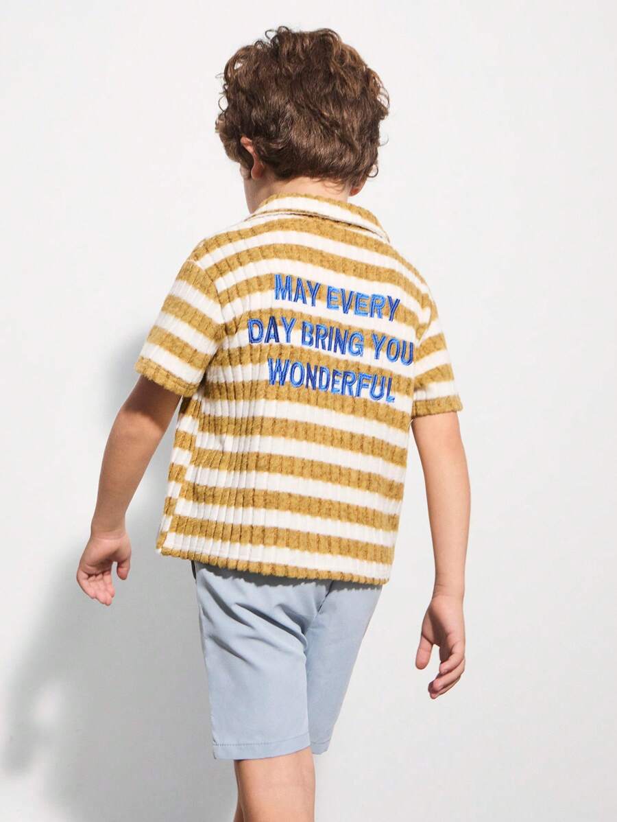 SHEIN Magliette smanicati girocollo oversize a righe gialle per ragazzi giovani