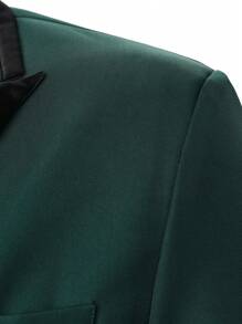 Manfinity Homme Men's Lapel Neck Long Sleeve Single Breasted Blazer And Pants Suit Set , Pants Suits For Men , Suits For Men Green