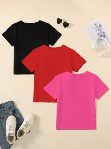 Áo thun tay ngắn in chữ thường ngày cho bé gái tuổi mới lớn, mùa hè - Nhiều màu - Xem 2