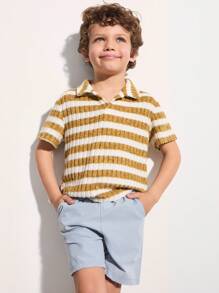 SHEIN Magliette smanicati girocollo oversize a righe gialle per ragazzi giovani