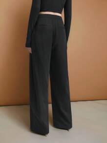 Ontre 2025 New Arrival Urban Chic Black Pleated Front Design Casual All-Match Trousers, Fashionable Women Long Pants