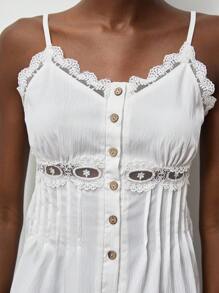 Lumivelle Effen gekleurde kanten enkelrijgs camisole voor dames
