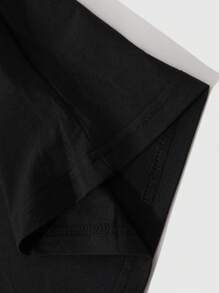 Manfinity Homme Men's Letter Print Round Neck Short Sleeve Casual T-Shirt And Drawstring Waist Shorts Set - Black - View 6