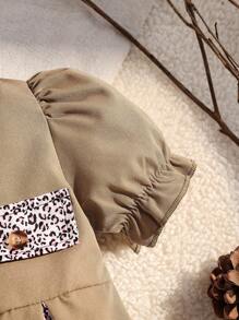 فستان جمبسوت رسمي عادي للأطفال البنات للخروجات في الربيع والصيف مع طوق