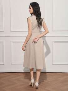 DAZY Summer New Vintage Style Minimalist Waist Cinching Long Dress For Women