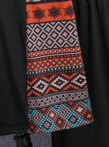 Conjunto De Playera Y Pantalones Cortos Para Adolescente Con Patrón Geométrico Y Cuello Redondo - Multicolor - Ver 4