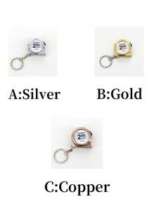 SHEIN Portable Mini Tape Measure Small Household Measuring Tape Retractable 2m Mild Steel Key Chain Tape Measure Mini Measuring Tools