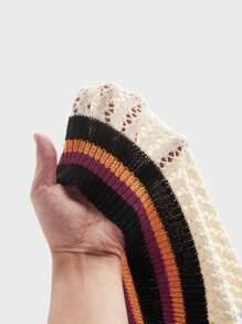 Manfinity Homme Men's Relaxed Fit Contrast Stripe Short Sleeve Knit Top,Polo Shirts For Men Collar,Suitable For Spring/Summer, Daily Wear, Vacation, Wedding, Couple Matching - Apricot - View 7