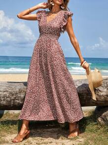 EURMUSE Ditsy Floral Print Ruffle Trim Dress - Multicolor - View 1