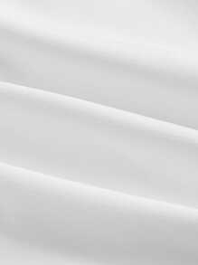 SHEIN PETITE CURVE Drawstring And Fold Detail Solid Color Cake Skirt White - White - View 3