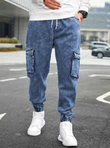Manfinity Hypemode Pantalones vaqueros casuales y sencillos para hombres, apropiados para el verano