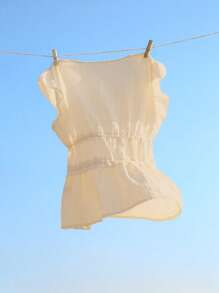 Elamini Women's Casual Solid Color Drawstring Waist Shirt, Summer - Apricot - View 2