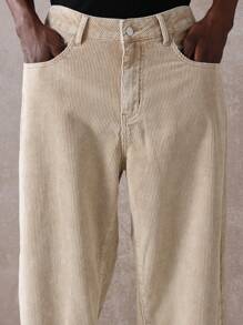 SUMWON Pantalones de pana estilo patinador de pierna ancha, estilo retro para otoño e invierno, casual y relajado, uso diario, moda vintage, textura de canalé de algodón