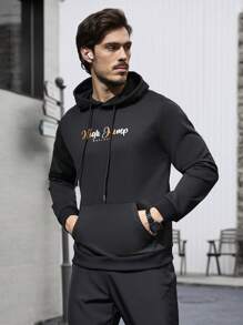 Gym Rark Áo nỉ trùm đầu in chữ dài tay có dây rút cho nam - màu đen - Xem 4