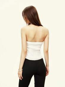 INAWLY Débardeur mode polyvalent à design nœud papillon pour femmes - Blanc - Voir 4