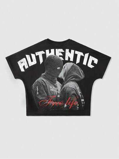 Street Life Men's Vintage Street Graphic Letter Print T-Shirt